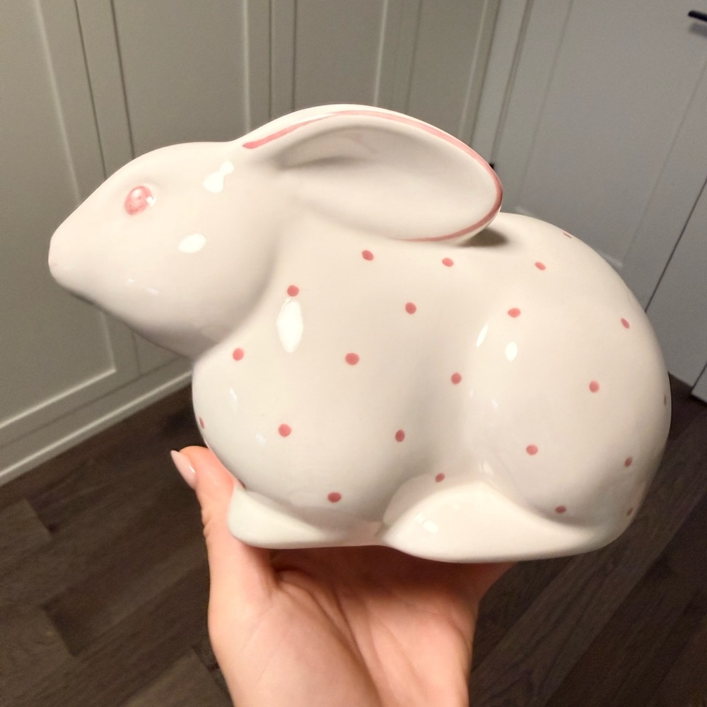 Tiffany & Co. White and Pink Polka Dot Bunny Bank